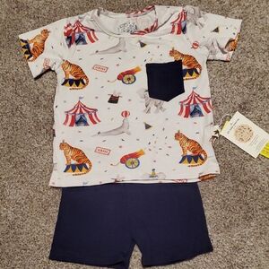 Little Bird Bamboo Circus Theme Daywear Outfit Shorts And T-shirt SZ 12-18 Month